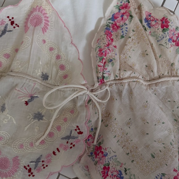 Anthropologie Pieced Scarf Hanky Tank Top Size XS Pinks, Neutrals,Embroidery - Picture 3 of 9